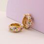 Botanical Wildflower 18ct Gold Plated Huggie Hoop Earrings, thumbnail 3 of 5