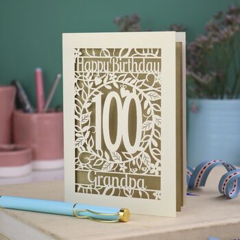 Personalised 100th Birthday Card Papercut Flower Design, 5 of 6