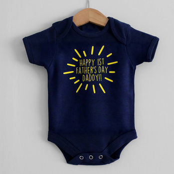 'Happy 1st Father's Day Daddy' Baby Grow, 2 of 4