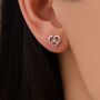 Celtic Heart Stud Earrings In Sterling Silver, thumbnail 1 of 11