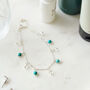 925 Sterling Silver Turquoise And Clear Quartz Bracelet, thumbnail 2 of 6