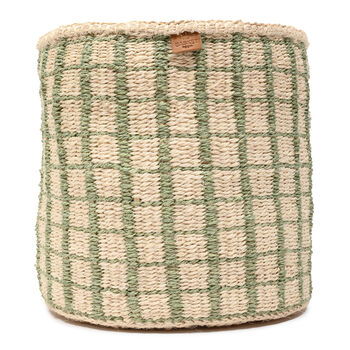 Kagua: Green Check Woven Storage Basket, 5 of 9