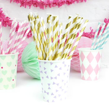 Metallic Gold And Silver Striped Paper Party Straws, 2 of 7