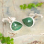 Natural Teardrop Emerald Cufflinks In Solid Sterling Silver, thumbnail 2 of 3