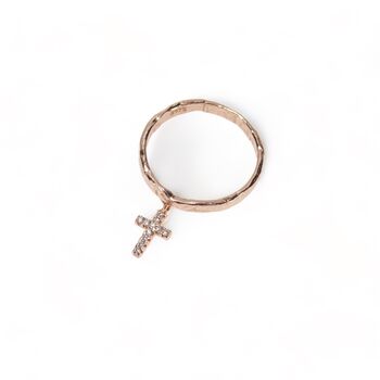 Cross Charm Rings, Cz, Gold Vermeil On 925 Silver, 4 of 9