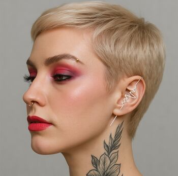 Heartbeat Rose Gold Plated Silver Ear Cuff Earring, 4 of 5