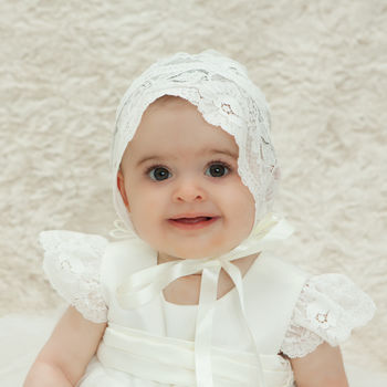Sheer Lace Christening Bonnet Holly, 4 of 10