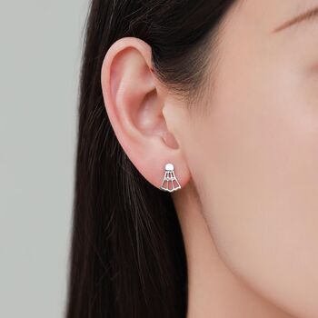 Sterling Silver Mismatched Badminton Stud Earrings, 4 of 12