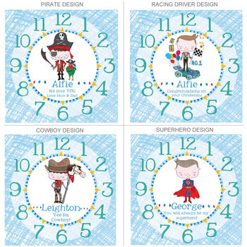Personalised Wall Clock For Boys, 5 of 7