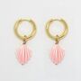 Conch Shell Flat Charm Plated Hoop Earrings, thumbnail 2 of 6
