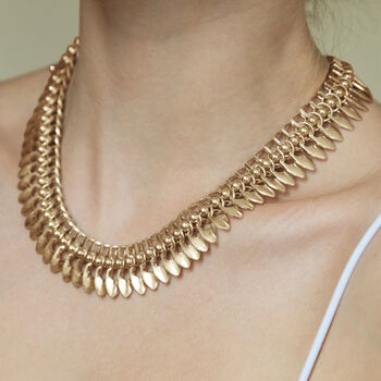 Matt Gold Colour Tassel Motif Necklace, 2 of 3