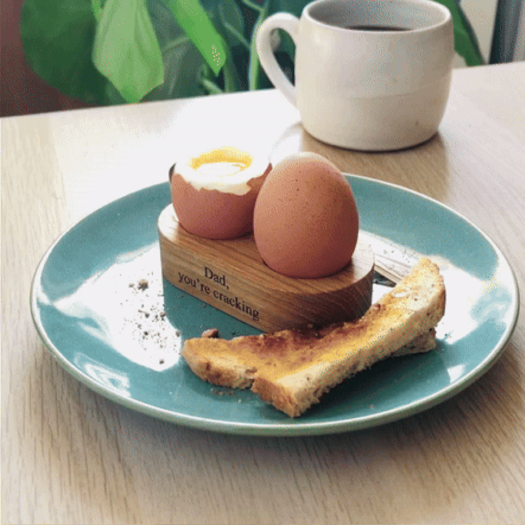 Personalised Solid Oak Egg Cup — Double, Single Or With Toast Board, 2 of 11