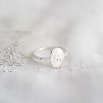 Sterling Silver Personalised Initial Oval Ring, 2 of 12