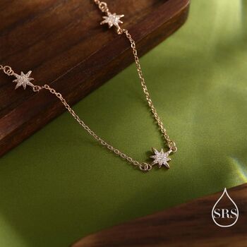 Starburst Cz Necklace In Sterling Silver, 7 of 12