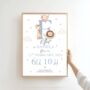 Safari Animals Birth Stats Name Print, Boy Nursery Giraffe Metrics, thumbnail 1 of 3