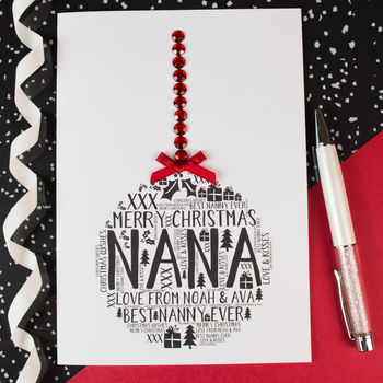 Nana Christmas Bauble Card Personalised, 2 of 3