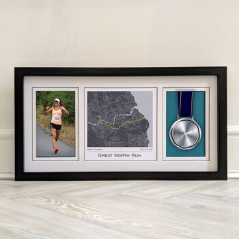 Great North Run Medal Display With Great North Run Map, 2 of 5