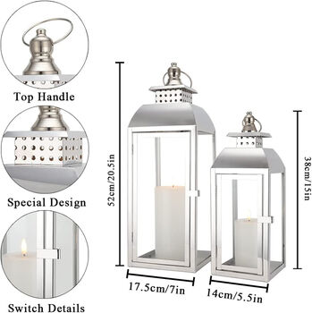 Set Of Two Stainless Steel Hanging Candles Lantern, 5 of 8