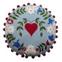 Alpine Heart Embroidered Cushion With Pom Pom Trim, thumbnail 2 of 3