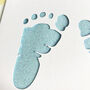 Personalised Footprints New Baby Glitter Cut Out Card, thumbnail 2 of 3