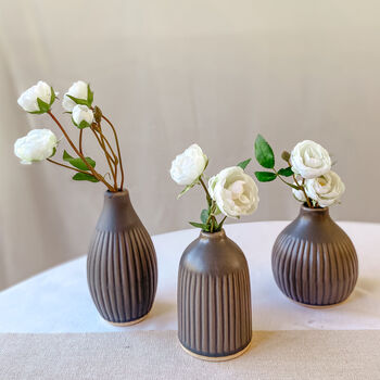 Three Ceramic Bud Vases Charcoal, 2 of 3