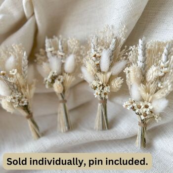 White Daisy Dried Flower Wedding Buttonhole, 2 of 4