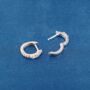 Silver Cz Stone Huggie Earrings, Sparkly Minimalistic Everyday Hoops, Small Hoops, thumbnail 7 of 7