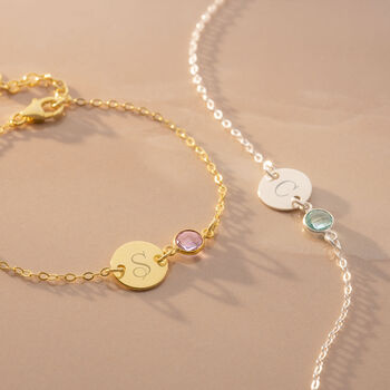 Initial Disc And Birthstone Personalised Bracelet, 2 of 12