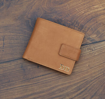 Personalised Men's Leather Wallet Trifold Gift Brown, 2 of 10