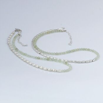 Prehnite Beaded Necklace Or Double Strand Bracelet In Sterling Silver, 7 of 10