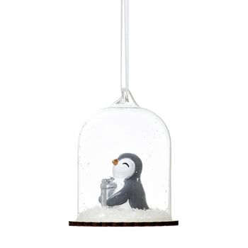 Penguin With Gift Dome Glass Bauble, 3 of 4