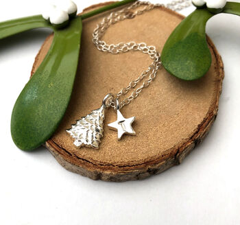 Personalised Sterling Silver Christmas Tree And Initial Star Necklace, 12 of 12