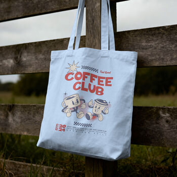 Coffee Club Tote Bag, Cotton Shoulder Bag, 7 of 12