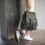 Thor Olive Leather Backpack, thumbnail 3 of 11