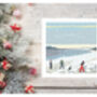 Snow Fighting On The Beach Christmas Card Pack Of Five, thumbnail 1 of 2