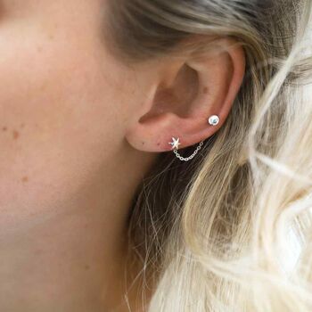 Sterling Silver Sun And Moon Double Studs, 2 of 7