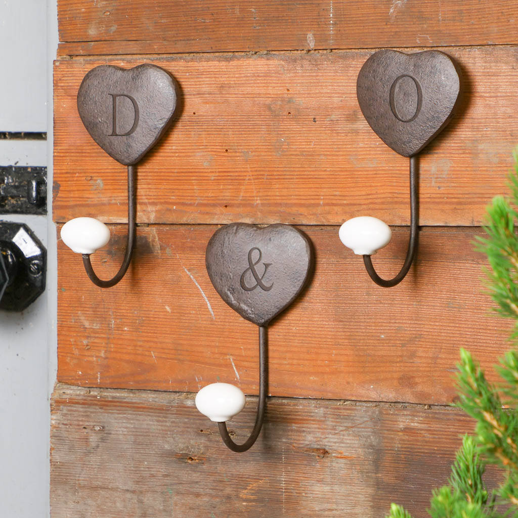Three Personalised Heart Hooks Wedding Gift By Dibor