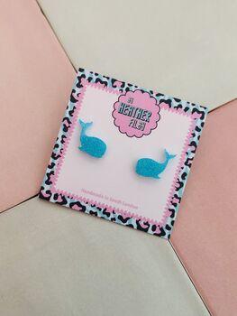Whale Glitter Resin Studs / Whale Watching Gift / Coastal Accessories / Fun Statement Jewellery, 2 of 5