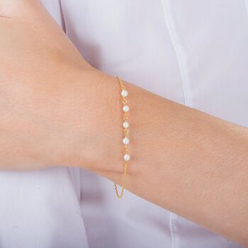 Sterling Silver Fine Bracelet With Five Pearls, 4 of 9