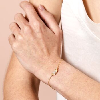 Pearl Two Peas In A Pod Charm Bracelet In Gold, 4 of 5