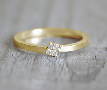 Micro Pave Diamond Engagement Ring With Four Diamonds, 3 of 7