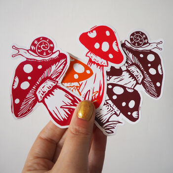 Fairy Tale Mushroom Toadstool Vinyl Sticker, 2 of 6