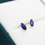 Sterling Silver Marquise Sapphire Blue Stud Earrings, thumbnail 2 of 11