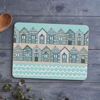 Beach Huts Placemat In Blue And Sand Colours, 2 of 3