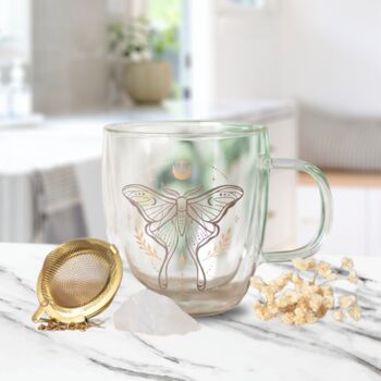 Tea Gifts Double Wall Glass Mug With Quartz Tea Infuser, 4 of 9