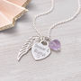 Personalised Silver Heart And Angel Wing Necklace, thumbnail 3 of 9