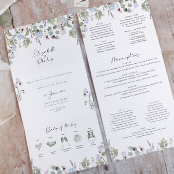 Periwinkle Foliage Concertina Wedding Invitations, 4 of 9