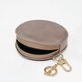 Champagne Italian Leather Round Clip On Coin Purse, thumbnail 1 of 3