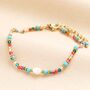Multicoloured Semi Precious Beaded Bracelet With Freshwater Pearl, thumbnail 1 of 4