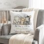 Kids Personalised Jungle Birth Announcement Cushion, thumbnail 1 of 4